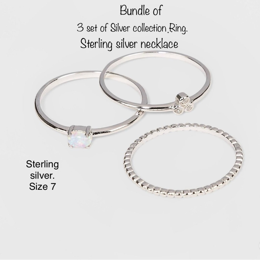 NWT Sterling Silver Set of Ring and Necklace. (Bundle)